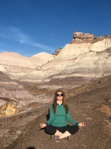 zen-meditating-blue-mesa-trail-petrified-forest-painted-desert